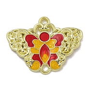 Alloy Enamel Connectors Charms, Cadmium Free & Nickel Free & Lead Free, Butterfly Link, Gold, 19.5x25x2mm, Hole: 1.6mm(PALLOY-F312-55G-02)