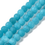 Natural Dyed Jade Beads Strands, Frosted, Round, Deep Sky Blue, 8~8.5mm, Hole: 1mm, about 47~48pcs/strand, 14.69''~14.96''(37.3~38cm)(G-M402-B01-02)