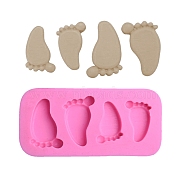 Food Grade Silicone Molds, Fondant Molds, For DIY Cake Decoration, Chocolate, Candy, UV Resin & Epoxy Resin Jewelry Making, Baby Foot, Pink, 81x39x9mm, Inner Diameter: 28x19mm(DIY-E021-45)