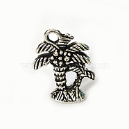Coconut Tree Tibetan Style Alloy Pendants, Antique Silver, 18x13x5mm, Hole: 2mm(PALLOY-AD1515-AS)