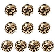 Tibetan Style Hollow Alloy Beads, Rondelle with Butterfly, Golden, 11mm(TIBEB-YW0001-12G)