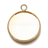 304 Stainless Steel Pendant Cabochon Settings, Plain Edge Bezel Cups, Flat Round, Real 18K Gold Plated, Tray: 18mm, 24.5x20x2mm, Hole: 2.5mm(STAS-Z030-01D-G)