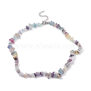 Natural Fluorite Chips Beaded Necklaces, 304 Stainless Steel Jewelry for Women, 15.24''(38.7cm)(NJEW-JN04275-06)