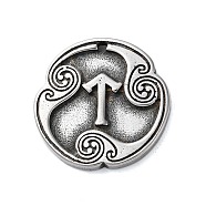 Rune Letters Alloy Pendants, Round, Antique Silver, 25x3mm, Hole: 1.6mm(PALLOY-S193-01AS-17)