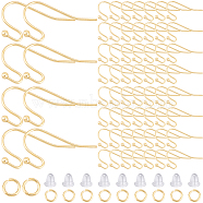 100Pcs 304 Stainless Steel Earring Hooks, Circle Ball End Ear Wire, with 100Pcs Open Jump Rings, 100Pcs Plastic Ear Nuts, Golden, 22 Gauge, 20x12x1.8mm, Pin: 0.6mm(DIY-SP0001-03)