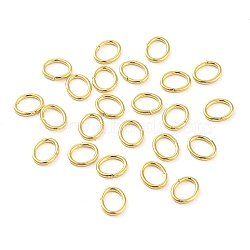 304 Stainless Steel Jump Rings, Closed Jump Rings, Oval, Real 18K Gold Plated, 5x6x0.8mm, Inner Diameter: 3x4.5mm(STAS-F221-46S-G)