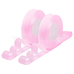 Breast Cancer Pink Awareness Ribbon Making Materials Sheer Organza Ribbon, Wide Ribbon for Wedding Decorative, Pink, 3/4 inch(20mm), 25yards(22.86m)(RS20mmY043)