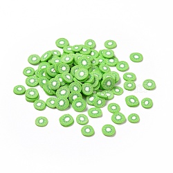Handmade Polymer Clay Cabochons, Kiwi Slices, Light Green, 6x5.5x0.8mm, about 3333pcs/1000g(CLAY-A002-03)