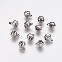 304 Stainless Steel Bell charms, Stainless Steel Color, 13x10mm, Hole: 2mm(A-STAS-L021-07C)
