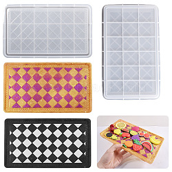 Rectangle with Rhombus Pattern Silicone Tray Molds with Edges, Resin Casting Molds, For UV Resin, Epoxy Resin Craft Making, DIY Jewelry Plate Box Candle Holder Container, White, 179x299x11mm(SIMO-PW0006-074)