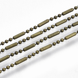Brass Ball Chains, Ball & Bar Beaded Chains, Long-Lasting Plated, Soldered, with Spool, Cadmium Free & Nickel Free & Lead Free, Antique Bronze, 5.8x1.5mm and 1.5mm, about 32.8 Feet(10m)/roll(X-CHC-S008-007A-AB)