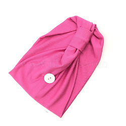 Polyester Sweat-Wicking Headbands, Non Slip Button Headbands, Yoga Sports Workout Turban, for Holding Mouth Cover, HotPink, 440x160mm(OHAR-J025-A06)