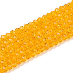 Glass Beads Strands, Faceted, Rondelle, Dark Orange, 2.9~3.3x2mm, Hole: 0.8mm, about 148~150pcs/strand, 15.55~15.75 inch(39.5~40cm)(EGLA-A044-T2mm-D05)