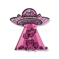 Halloween Theme Opaque Acrylic Pendants, Spaceship, 47.5x43.5x2.2mm, Hole: 2mm(SACR-Z006-04A)