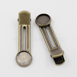 Brass Hair Barrette Settings, French Hair Clip Findings, Antique Bronze, 50x10mm, Tray: 11mm(X-PHAR-E014-AB-NF)
