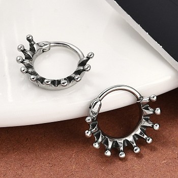 Crown 316 Surgical Stainless Steel Hoop Earrings, Hoop Nose Rings, Antique Silver, 14.5x4.5mm