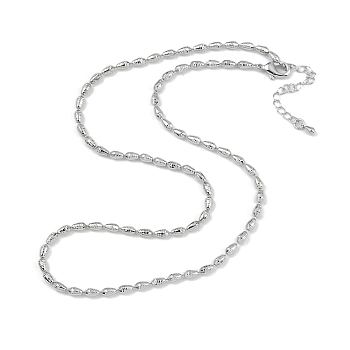 Rack Plating Brass Textured Teardrop Link Chain Necklaces for Women, Long-Lasting Plated, Lead Free & Cadmium Free, Platinum, 18.03 inch(45.8cm)