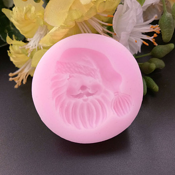Christmas Santa Claus Head Shape DIY Food Grade Silicone Molds, Fondant Molds, For DIY Cake Decoration, Chocolate, Candy, UV Resin & Epoxy Resin Jewelry Making, Random Single Color or Random Mixed Color, 45x12mm
