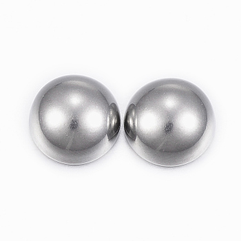304 Stainless Steel Cabochons, Fit Floating Locket Charms, Half Round/Dome, Stainless Steel Color, 12x6mm