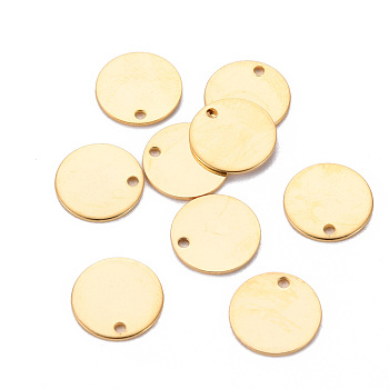 201 Stainless Steel Stamping Blank Tag Pendants, Flat Round, Golden, 12x1mm, Hole: 1.4mm
