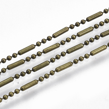 Brass Ball Chains, Ball & Bar Beaded Chains, Long-Lasting Plated, Soldered, with Spool, Cadmium Free & Nickel Free & Lead Free, Antique Bronze, 5.8x1.5mm and 1.5mm, about 32.8 Feet(10m)/roll