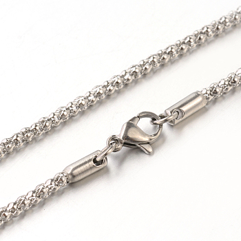 304 Stainless Steel Popcorn Chain Necklaces, with Lobster Claw Clasps, Stainless Steel Color, 15.7 inch(39.9cm)x2.5mm