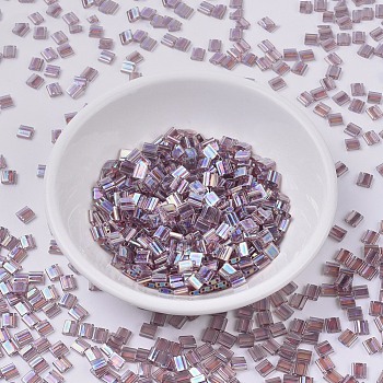 MIYUKI TILA Beads, Japanese Seed Beads, 2-Hole, (TL256) Transparent Smoky Amethyst AB, 5x5x1.9mm, Hole: 0.8mm, about 118pcs/10g