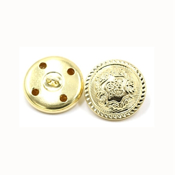 4-Hole Brass Buttons, for Sewing Crafting, Half Round with Flower, Golden, 18x9mm, Hole: 2x2mm