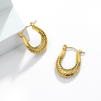 304 Stainless Steel Hoop Earrings, Golden, 23x16mm