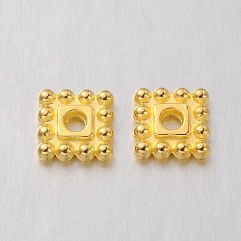 Tibetan Style Spacer Beads, Lead Free & Cadmium Free, Square, Golden, 7x7x2mm, Hole: 2mm