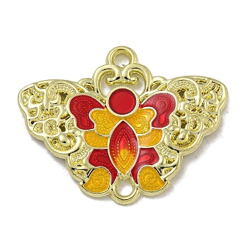 Alloy Enamel Connectors Charms, Cadmium Free & Nickel Free & Lead Free, Butterfly Link, Gold, 19.5x25x2mm, Hole: 1.6mm