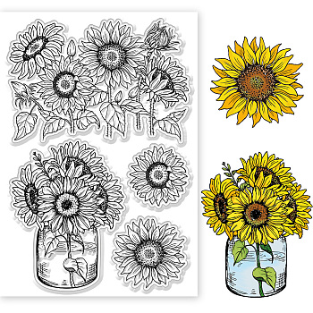 Custom PVC Plastic Clear Stamps, for DIY Scrapbooking, Photo Album Decorative, Cards Making, Flower, 160x110x3mm