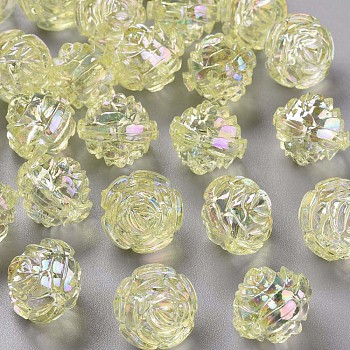 Transparent Acrylic Beads, AB Color, Flower, Yellow, 18x16.5mm, Hole: 2.5mm, about 228pcs/500g