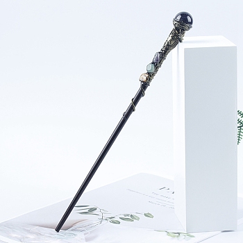 Synthetic Blue Goldstone Magic Wand, Cosplay Magic Wand, with Wood Wand, for Witches and Wizards, 260mm