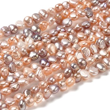 Natural Cultured Freshwater Pearl Beads Strands, Two Sides Polished, Grade 7A, Colorful, 3.5~4x5~5.5x2.5~3mm, Hole: 0.5mm, about 87~88pcs/strand, 14.13~14.33 inch(35.9~36.4cm)