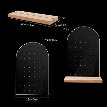 Arch/Heart/Rectangle/Flat Round/Twist/Hexagon Acrylic Earring Jewelry Display Stand, Arch, 25x15x0.2cm
