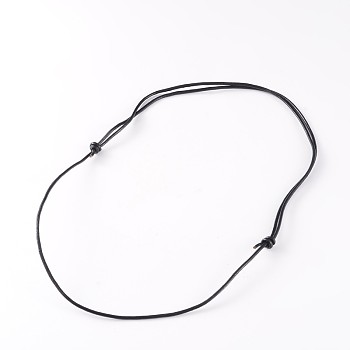 Adjustable Cowhide Leather Cord Necklace Making, Black, 18.5 inch