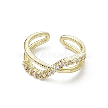 Rack Plating Brass Micro Pave Cubic Zirconia Open Cuff Rings(RJEW-K257-29G)-2