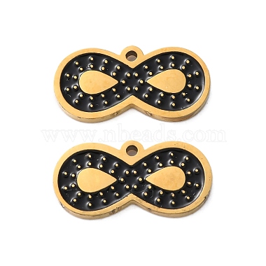 Real 18K Gold Plated Black Infinity Stainless Steel+Enamel Charms