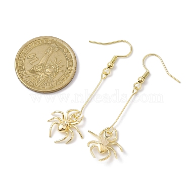 Halloween Spider Brass Dangle Earrings(EJEW-JE05859)-3