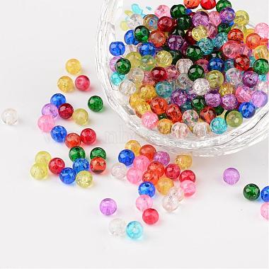 4mm Mixed Color Round Crackle Glass Beads