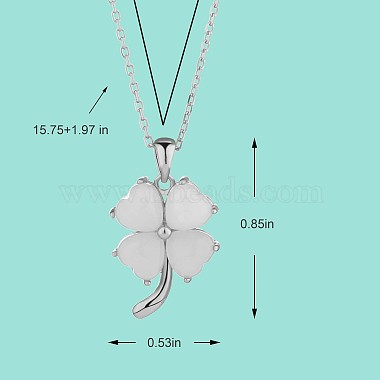 Natural Hetian White Jade Clover Pendant Necklace(JN1078A)-2