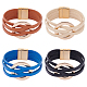 4Pcs 4 Colors PU Leather Multi-strand Bracelets Set with Magnetic Clasps(BJEW-AN0001-77)-1
