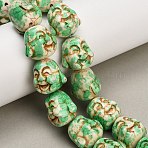 Buddhist Dyed Synthetic Turquoise Beads Strands, Laughing Buddha Head, Lime Green, 18x19x15mm, Hole: 2mm, about 23pcs/strand, 16.54''(42cm)(GG-CBAAE19-01)