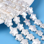Natural Baroque Keshi Pearl Beads Strands, Nucleated Pearl, Star, Seashell Color, 9.5~16.5x10~14.5x2.5~8mm, Hole: 0.6mm, about 27~34pcs/strand, 14.76~15.35 inch(37.5~39cm)(PEAR-S020-Z06)