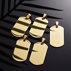 304 Stainless Steel Big Pendants, Mirror Polished Finish, Blank Stamping Tags, Rectangle, Golden, 38x21x1.8mm(STAS-I140-19F-G)