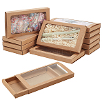 Kraft Paper Box, Wedding Favor Boxes, Favour Box, Paper Gift Box, with PVC Clear Window, Rectangle, Tan, 15.8x8.6x1.5cm(CON-WH0001-26)