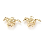 Brass Pendants, Cadmium Free & Lead Free, with Jump Rings, Long-Lasting Plated, Horse, Golden, 15.5x29.5x5.5mm, Hole: 3.5mm(X-KK-K250-02G)