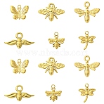 12Pcs 6 Styles 304 Stainless Steel Pendants, Insects, Golden, 12~17x12~22x1.5~2.5mm, Hole: 1~2.5mm, 2pcs/style(STAS-CJ0003-20)