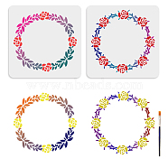 US 1 Set PET Hollow Out Drawing Painting Stencils, for DIY Scrapbook, Photo Album, with 1Pc Art Paint Brushes, Christmas Wreath, 300x300mm, 2pcs/set(DIY-MA0004-45B-01)